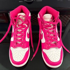 Nike Women's Hot Pink and White High-Top Sneakers